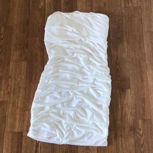 S- Strapless white dress